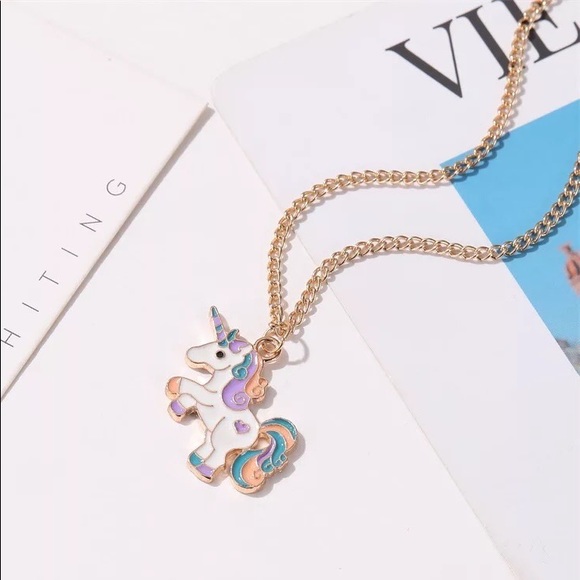 Unicorn necklace pendant charm gold woman’s girls - Picture 1 of 5